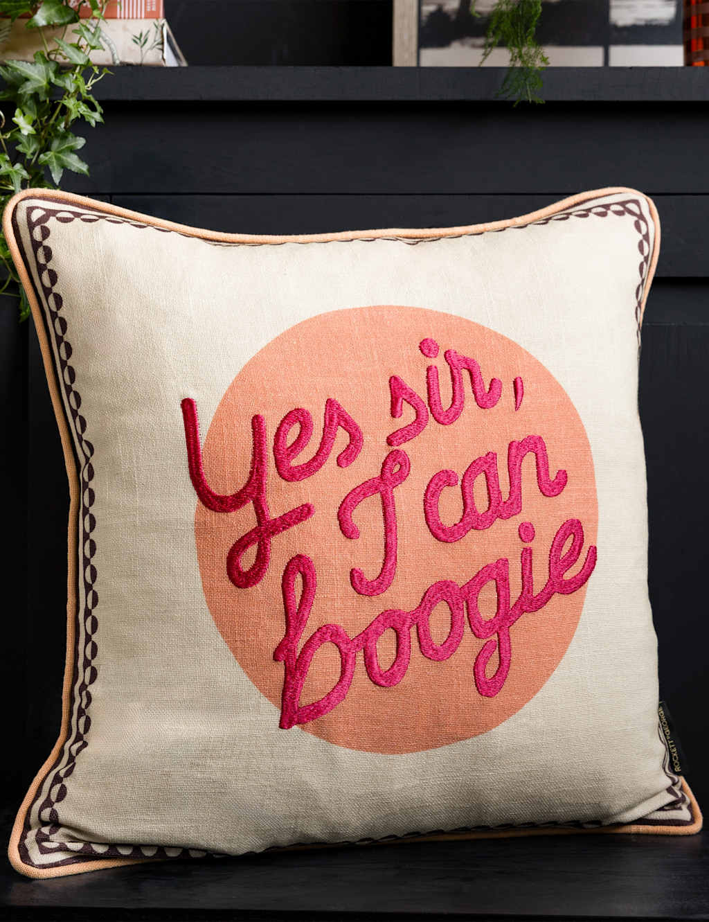 Rockett St George Pure Cotton Yes Sir Piped Cushion - Orange Mix - Available at M&S