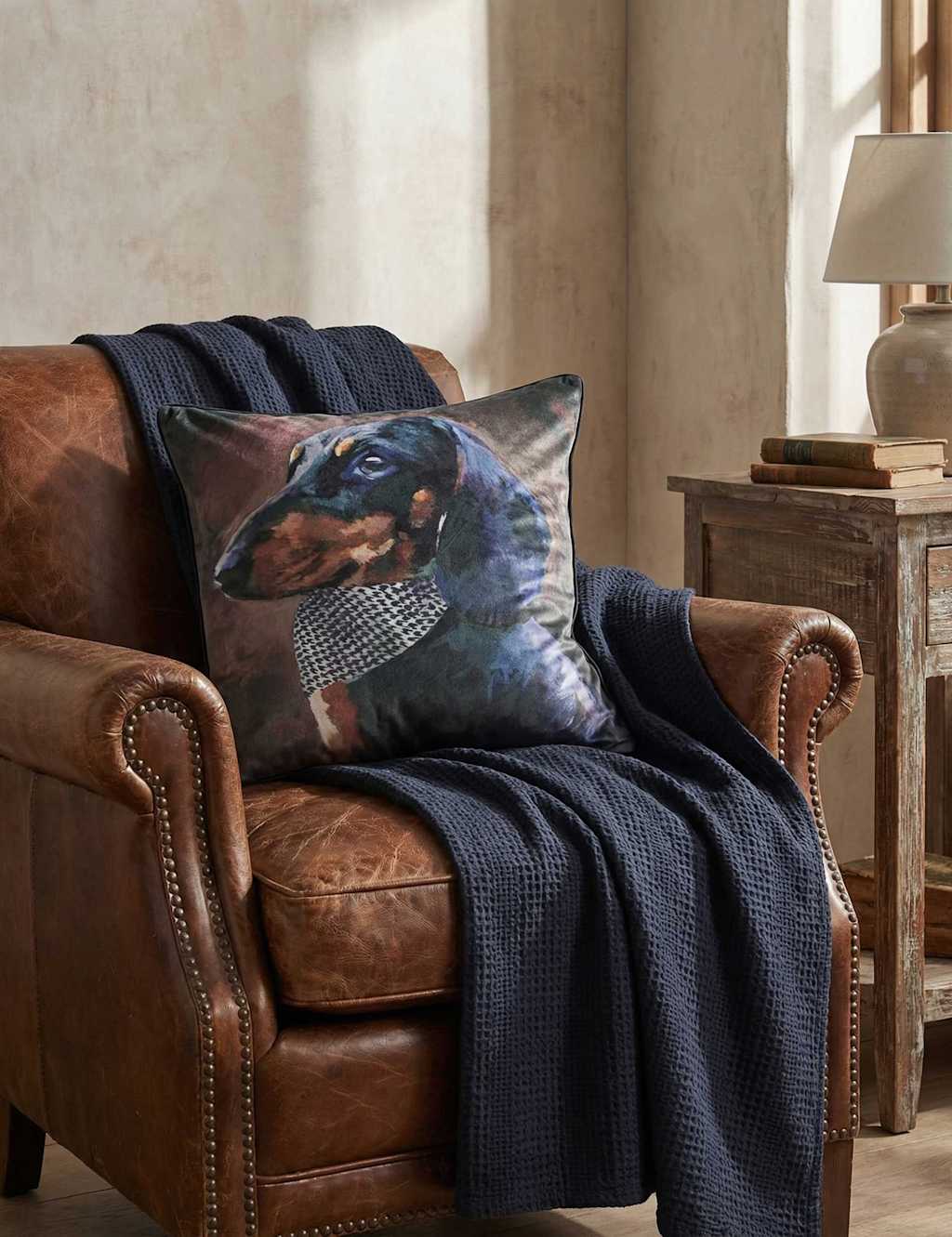 Mm Linen Houndstooth Cushion - Multi - Available at M&S