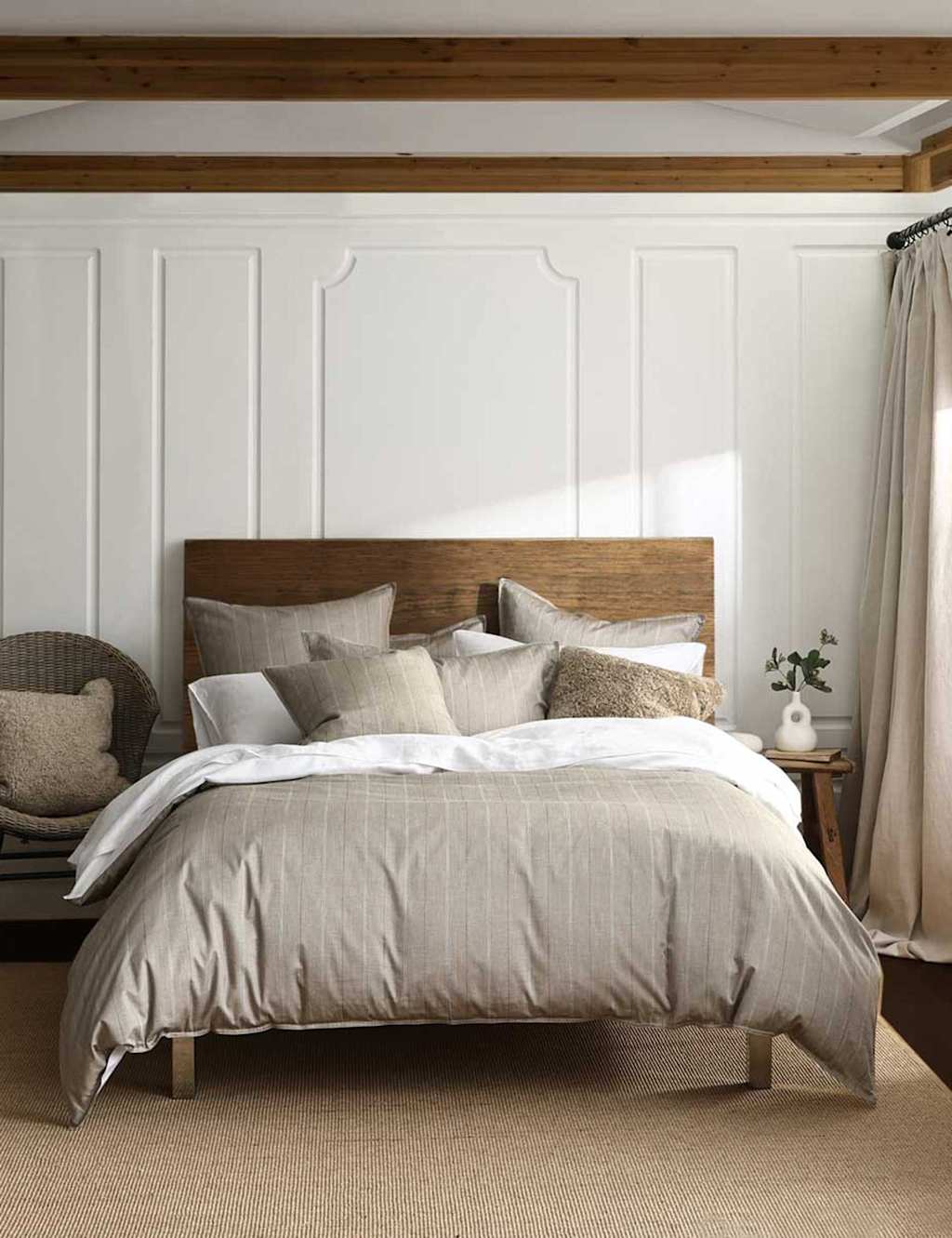Mm Linen Pure Cotton Hedge Natural Bedding Set - King Size (5 ft) - Natural Mix - Available at M&S