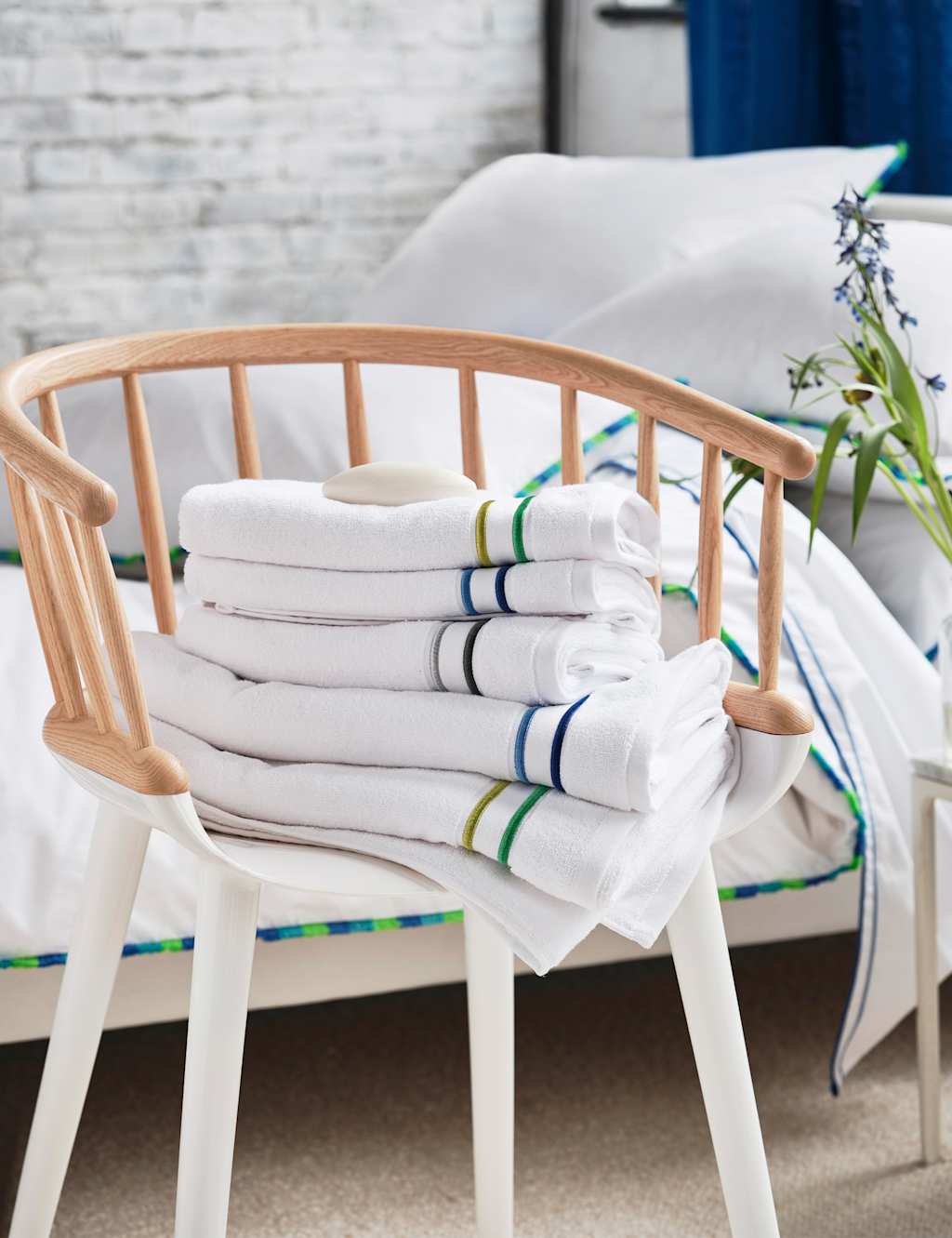 Designers Guild Pure Cotton Embroidered Towel - Hand Towel - Silver Mix - Available at M&S