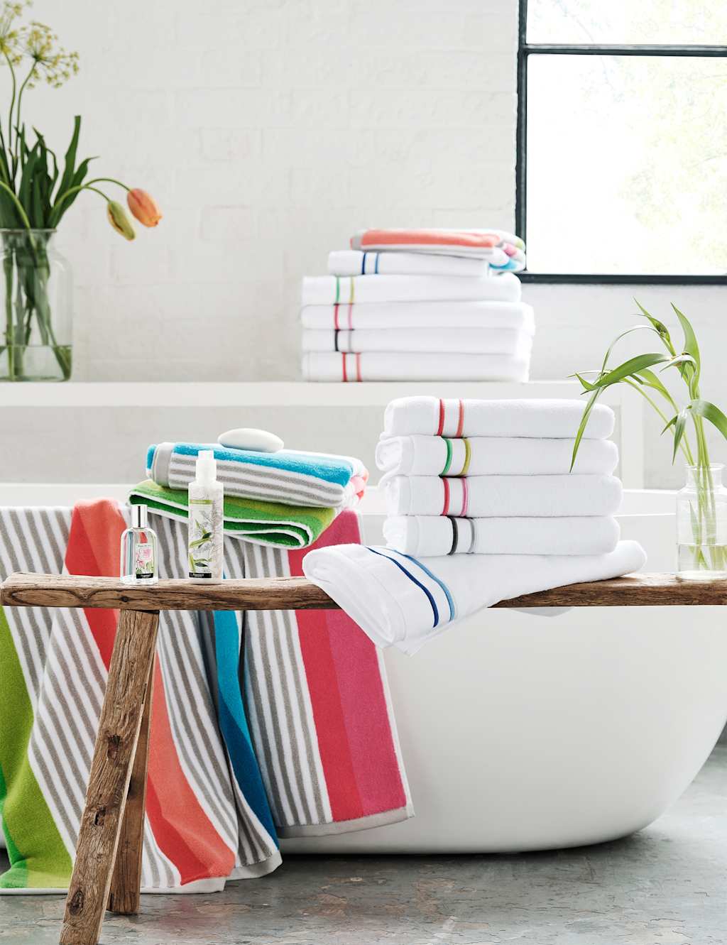 Designers Guild Pure Cotton Embroidered Towel - Bath Sheet - Fuchsia Mix - Available at M&S