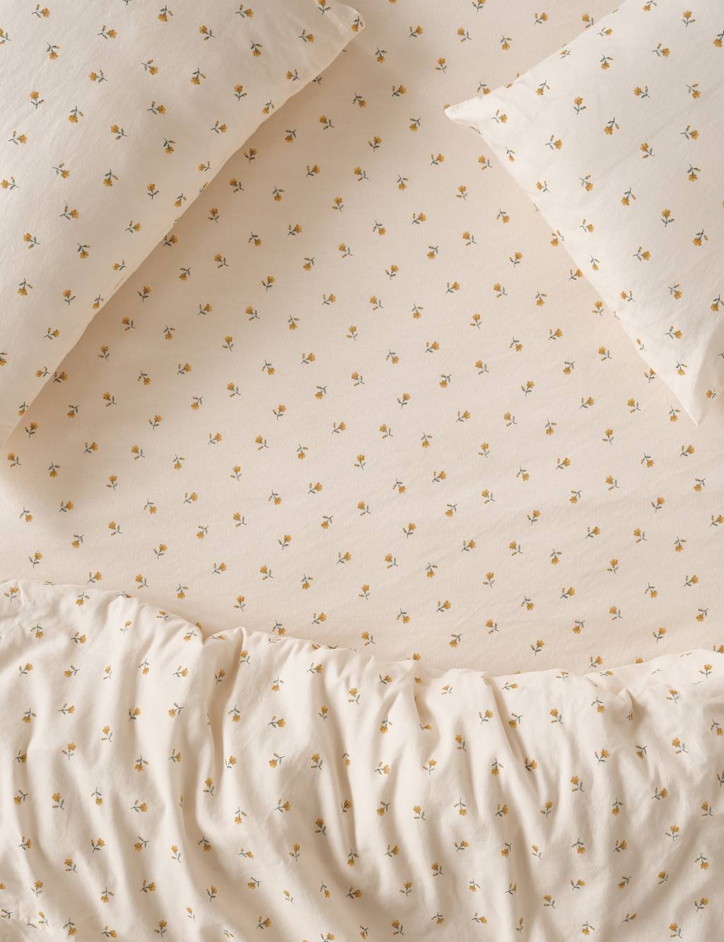 Piglet In Bed Linen Rich Posy Bud Fitted Sheet - Super King Size (6 ft) - Yellow Mix - Available at M&S