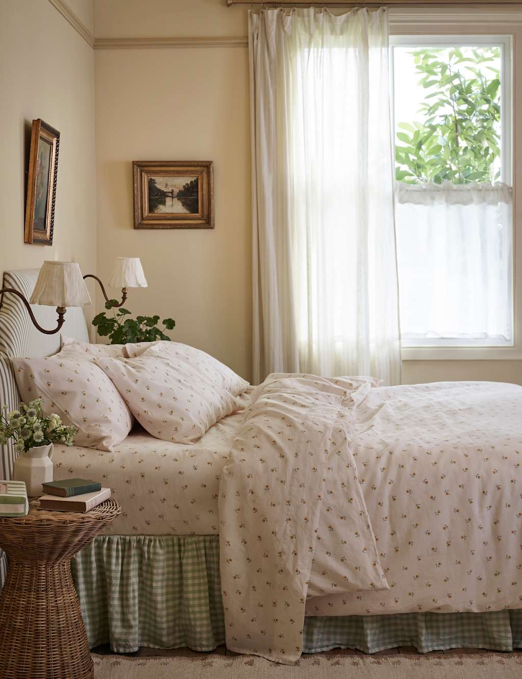 Piglet In Bed Posy Bud Linen Rich Duvet Cover - Single (3 ft) - Yellow Mix - Available at M&S