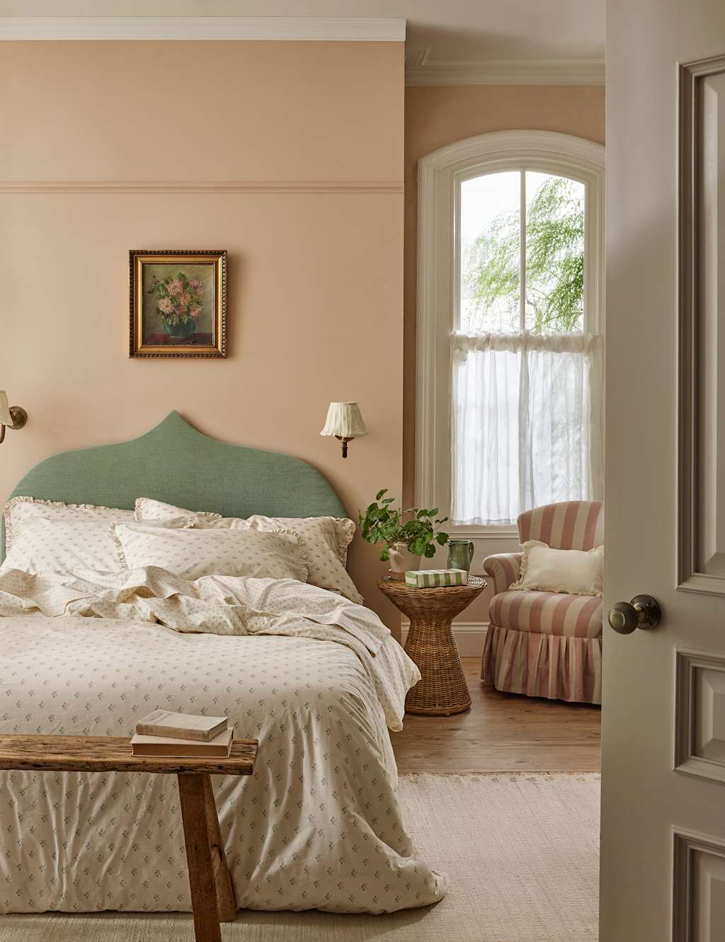 Piglet In Bed Martha Floral Pure Cotton Duvet Cover - King Size (5 ft) - Green Mix - Available at M&S