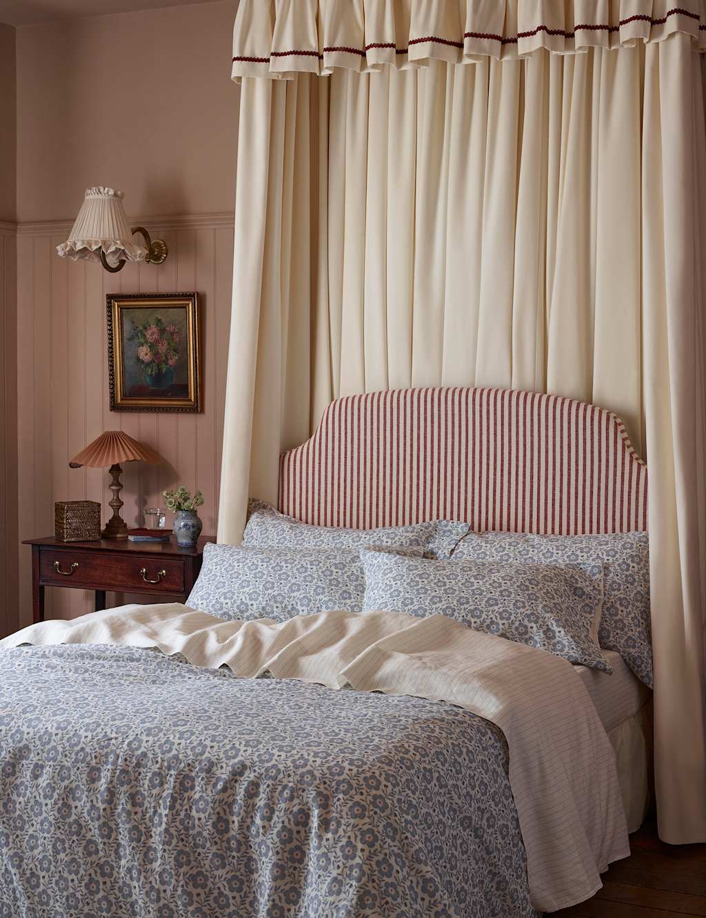 Piglet In Bed Linen Rich Folk Floral Duvet Cover - King Size (5 ft) - Blue Mix - Available at M&S