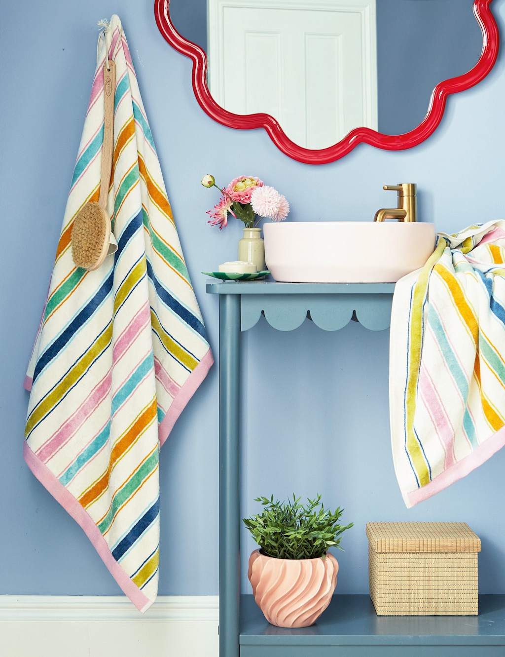 Land & Shore Pure Cotton Barrow Stripe Towel - Bath Sheet - Multi - Available at M&S