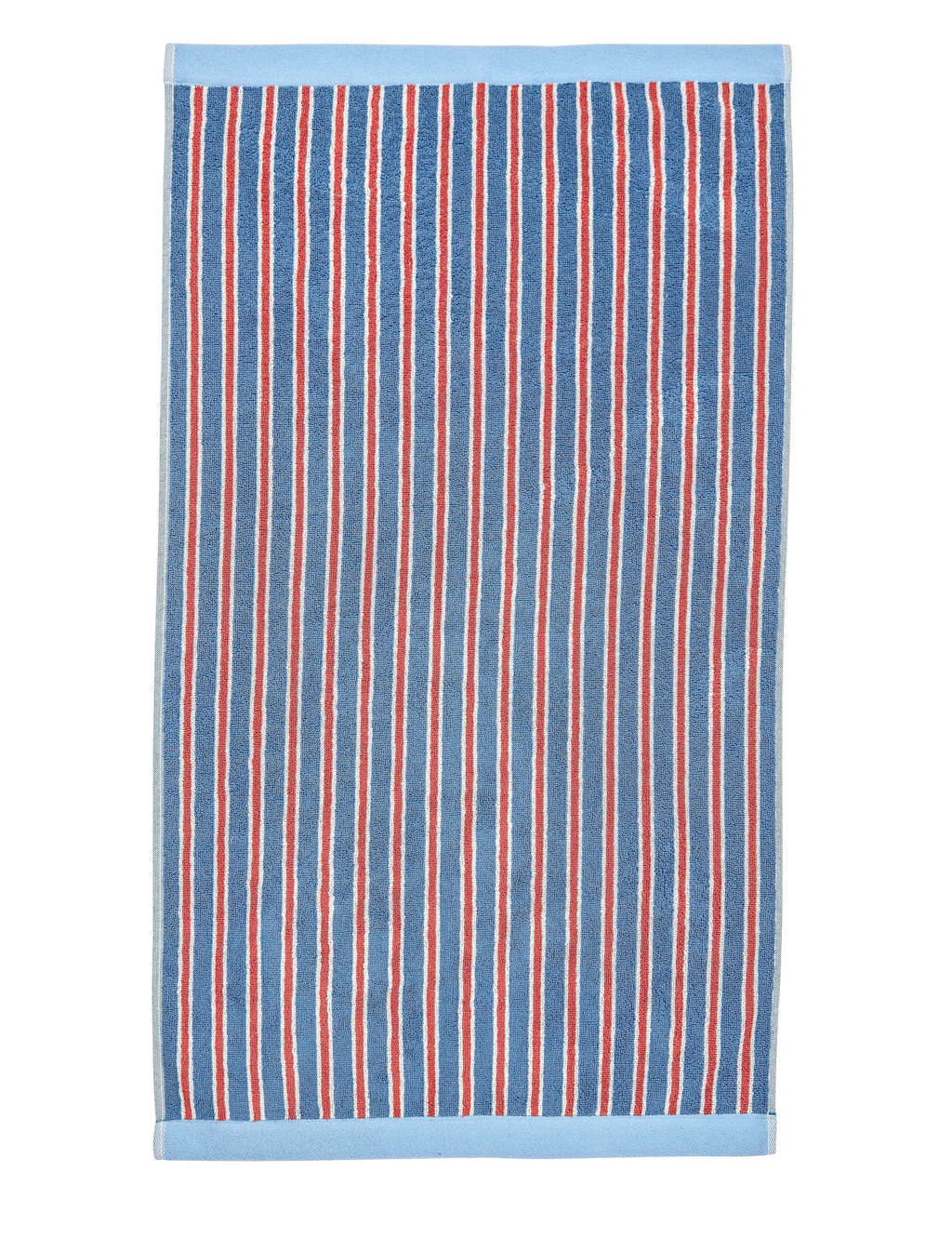 Land & Shore Pure Cotton Causeway Stripe Towel - Bath Sheet - Blue Mix - Available at M&S