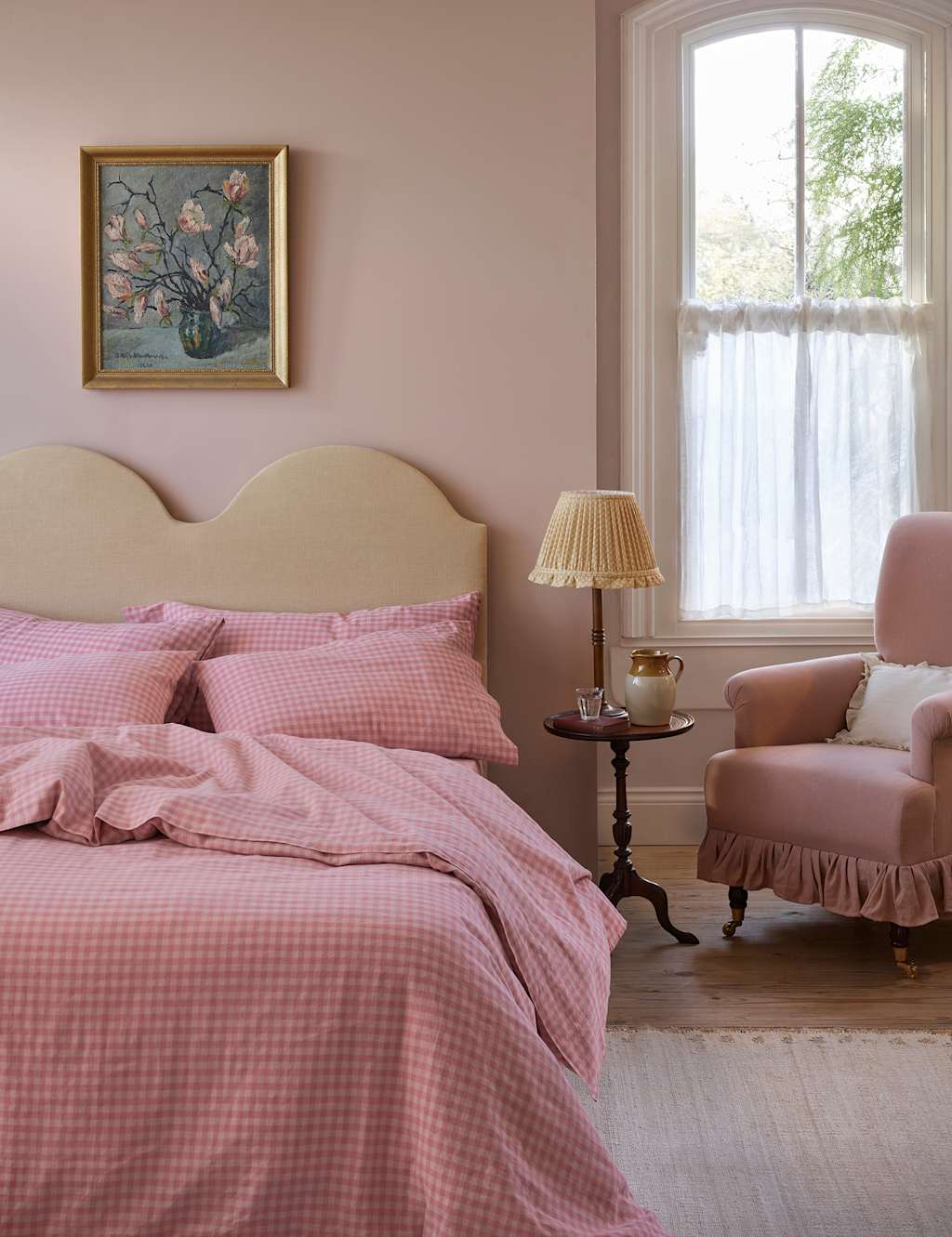 Piglet In Bed Linen Rich Gingham Duvet Cover - King Size (5 ft) - Pink Mix - Available at M&S