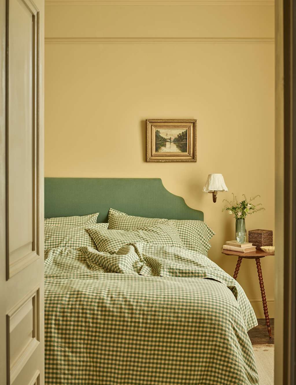 Piglet In Bed Linen Rich Gingham Duvet Cover - Double (4 ft 6) - Green Mix - Available at M&S