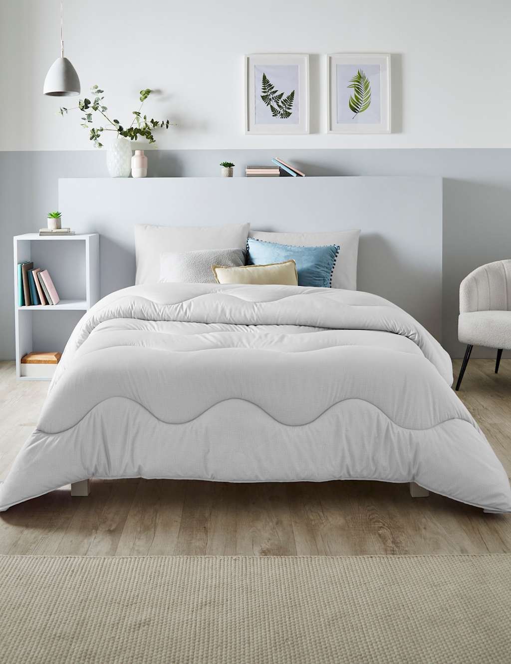 Nightlark Linen Print 4.5 Tog Coverless Duvet - Single (3 ft) - Light Grey - Available at M&S