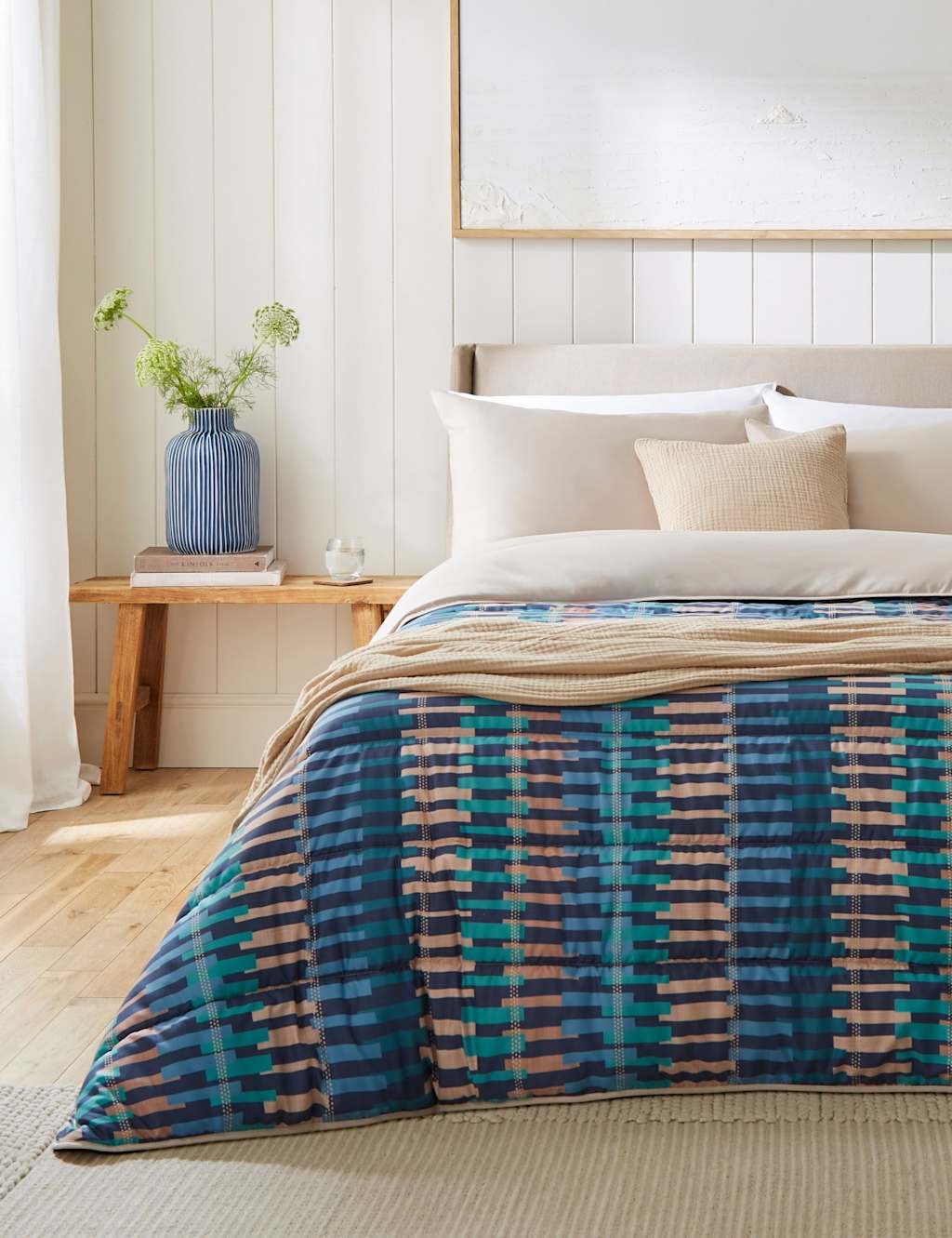 Nightlark Striped 6 Tog Coverless Duvet - Double (4 ft 6) - Blue Mix - Available at M&S