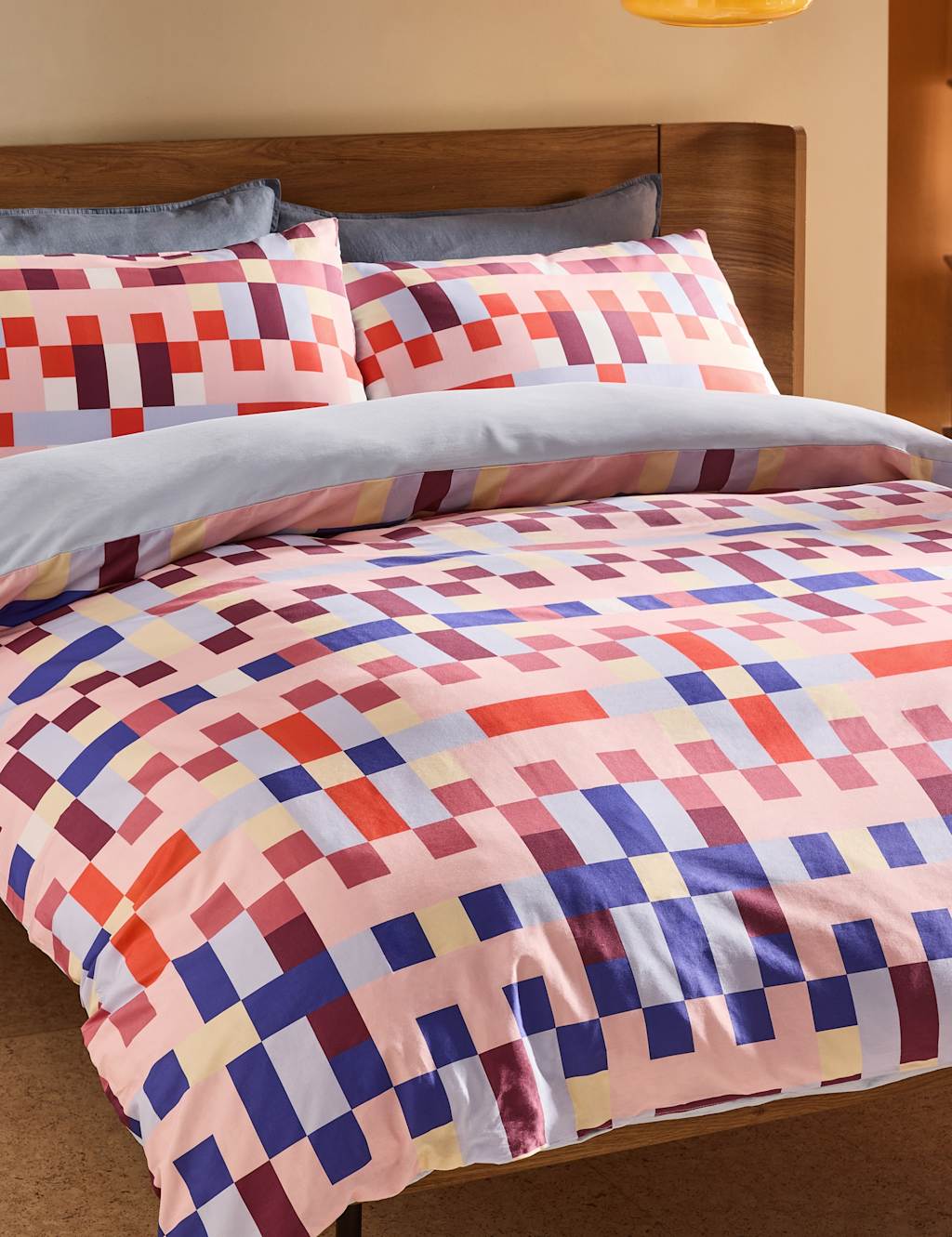 Made Pure Cotton Carys Bedding Set - Super King Size (6 ft) - Pink - Available at M&S