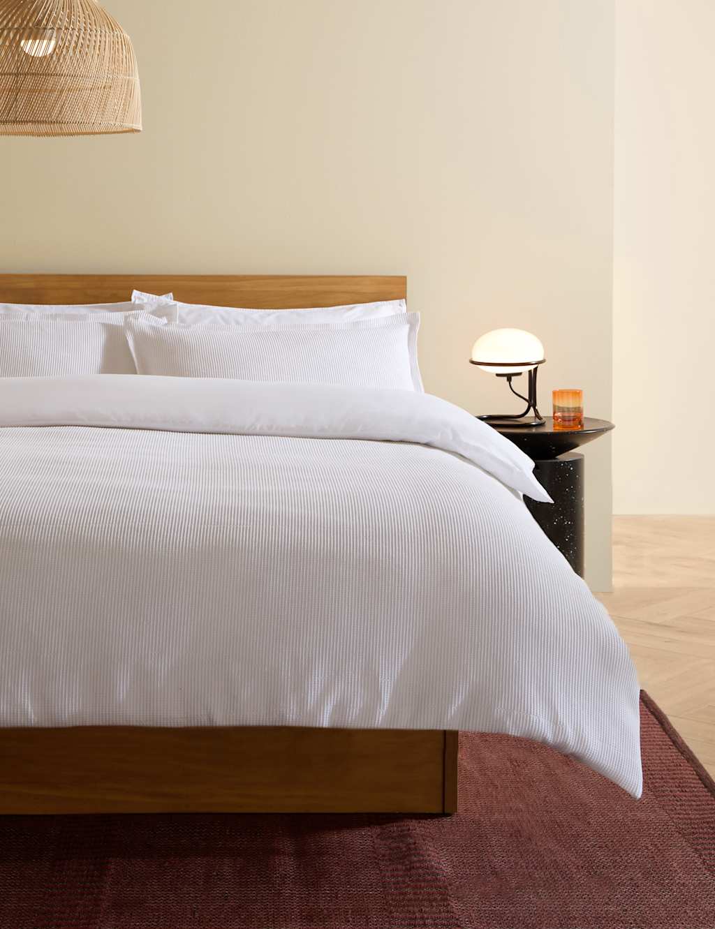 Made Pure Cotton Waffle Bedding Set - Single (3 ft) - White - Available at M&S