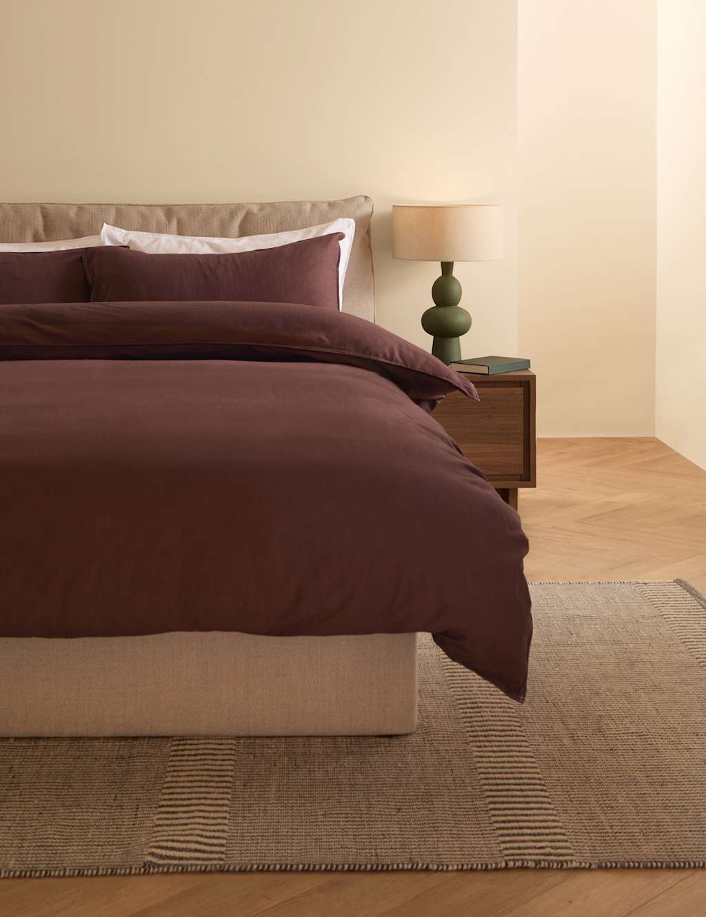 Made Pure Cotton Textured Bedding Set - Single (3 ft) - Chocolate - Available at M&S