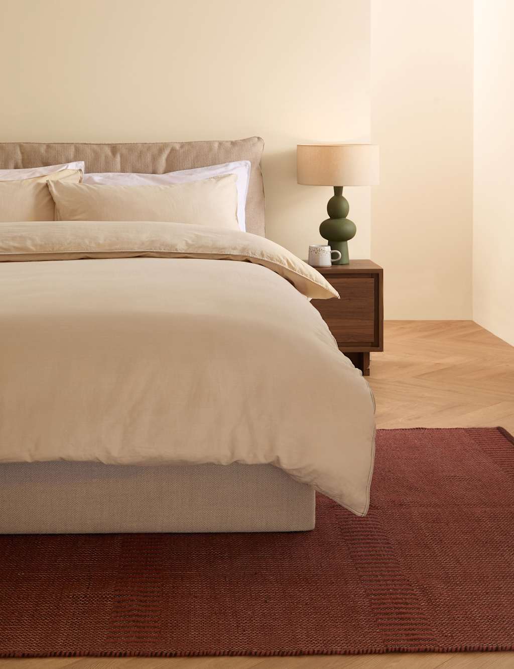 Made Pure Cotton Textured Bedding Set - Double (4 ft 6) - Natural - Available at M&S