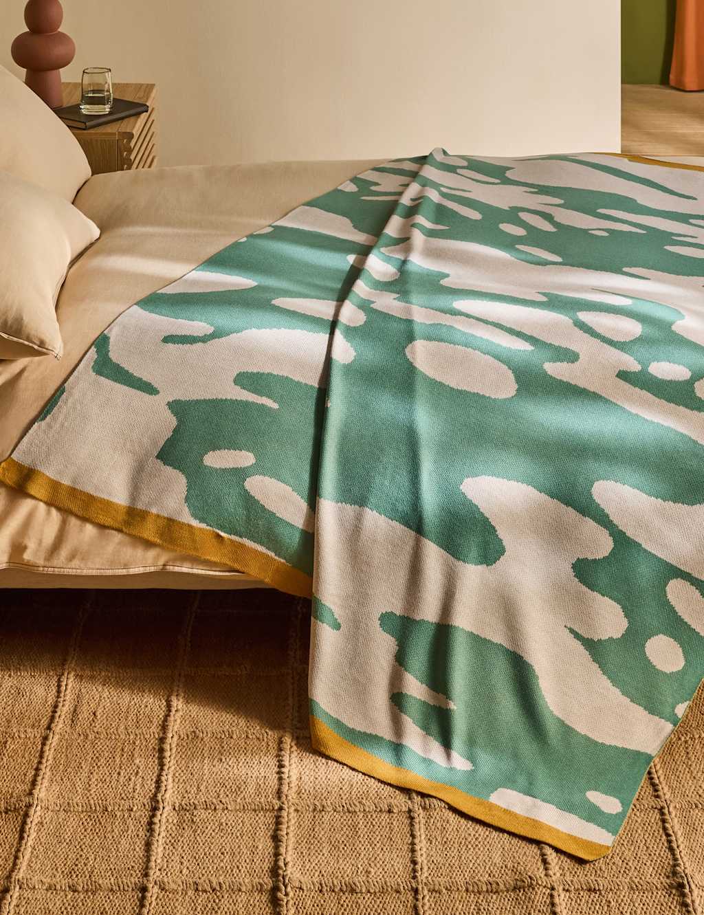 Made Ripple Knitted Throw - Medium - Teal - Available at M&S