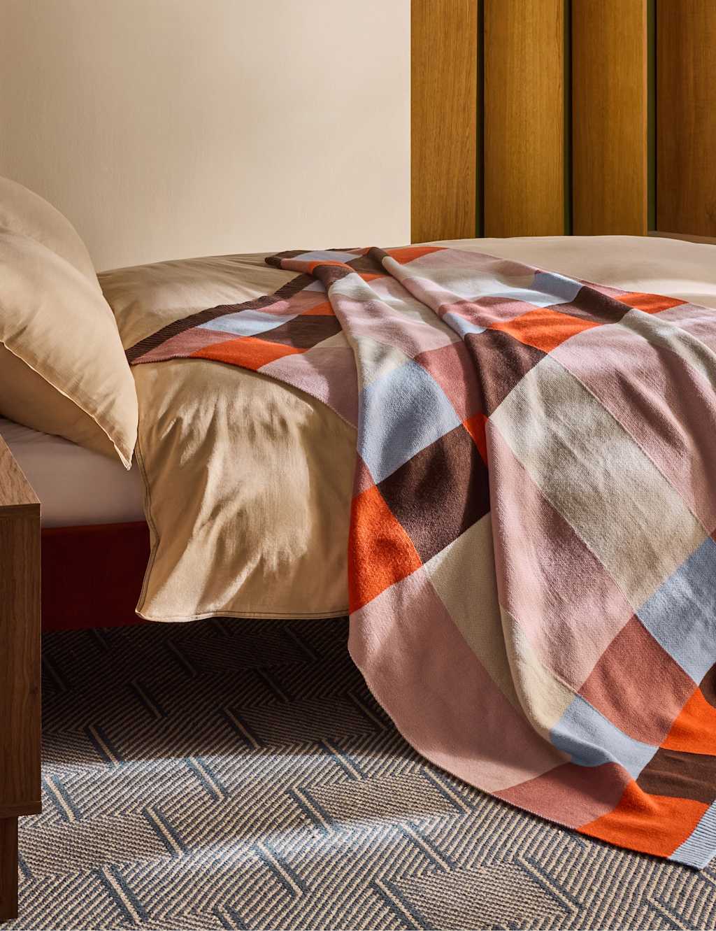 Made Keava Knitted Throw - Medium - Orange - Available at M&S