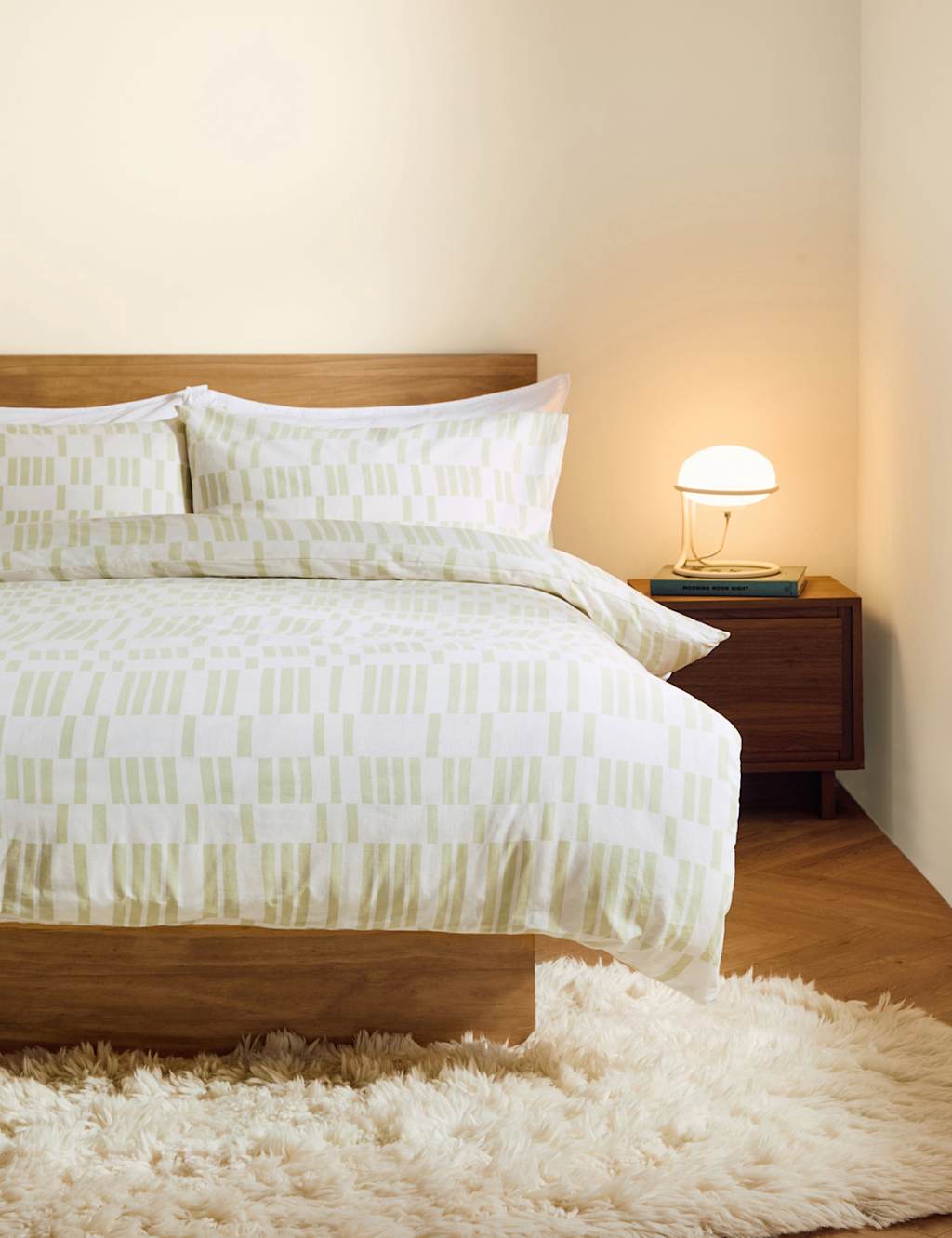 Made Pure Cotton Geometric Bedding Set - King Size (5 ft) - Green - Available at M&S