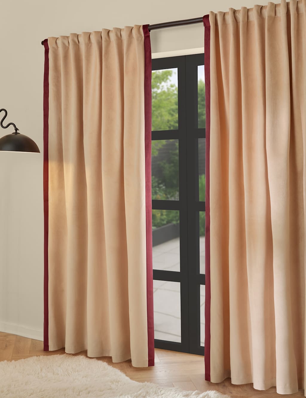 Made Audley Velour Eyelet Curtains - W117cm, Drop 183cm - Light Pink - Available at M&S