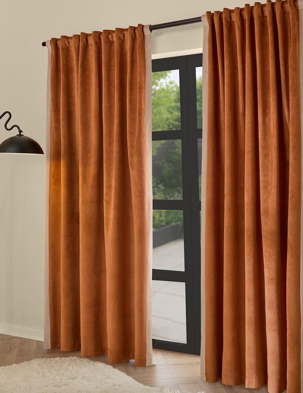 Made Audley Velour Eyelet Curtains - W117cm, Drop 183cm - Brown - Available at M&S