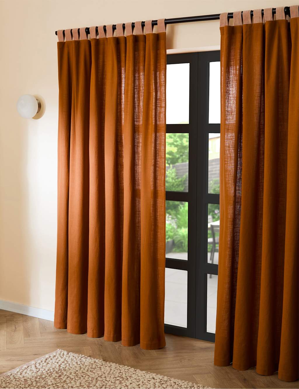 Made Pure Cotton Hadlo Curtains With Velvet Loops - W229cm, Drop 275cm - Brown - Available at M&S