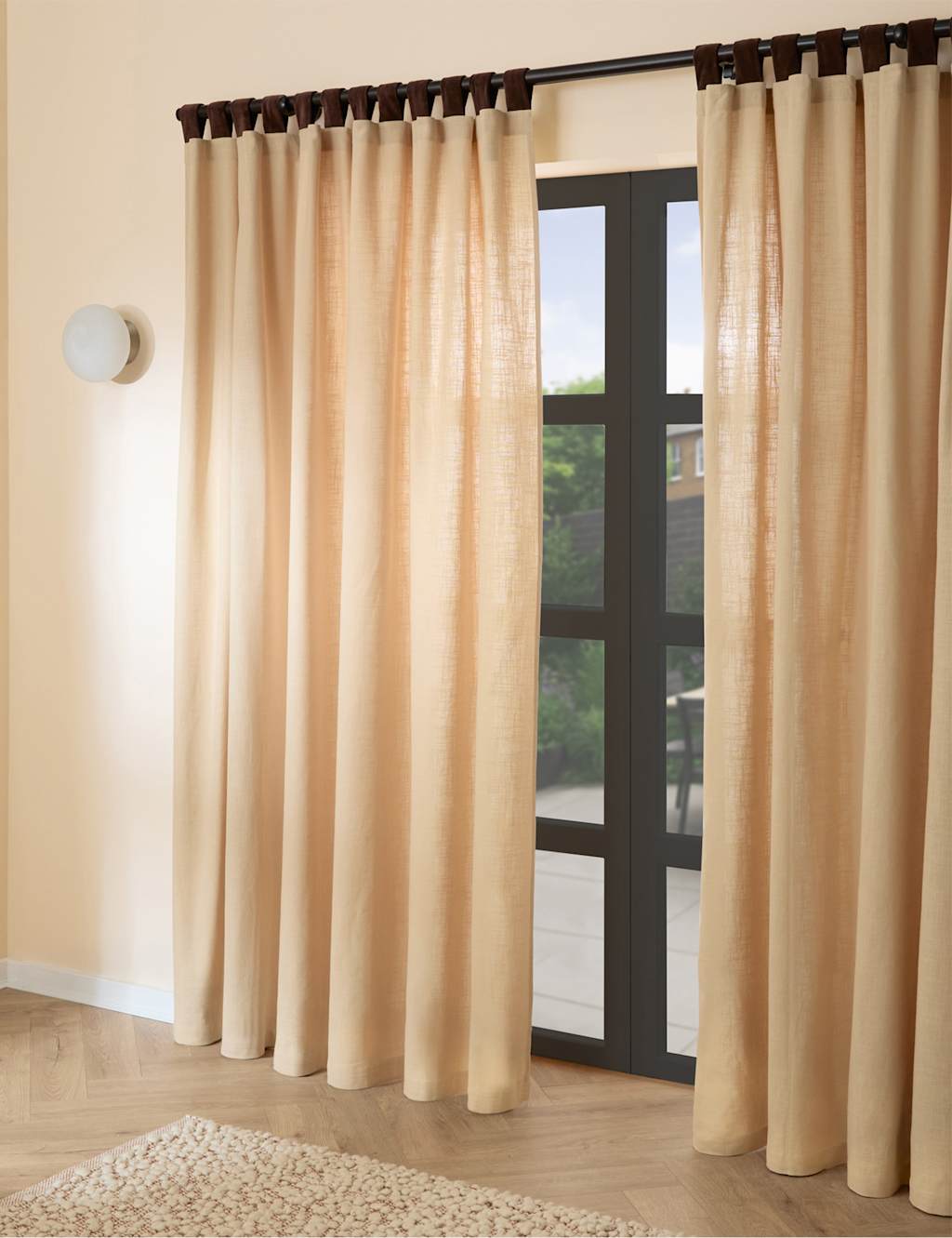 Made Pure Cotton Hadlo Curtains With Velvet Loops - W117cm, Drop 229cm - Natural - Available at M&S