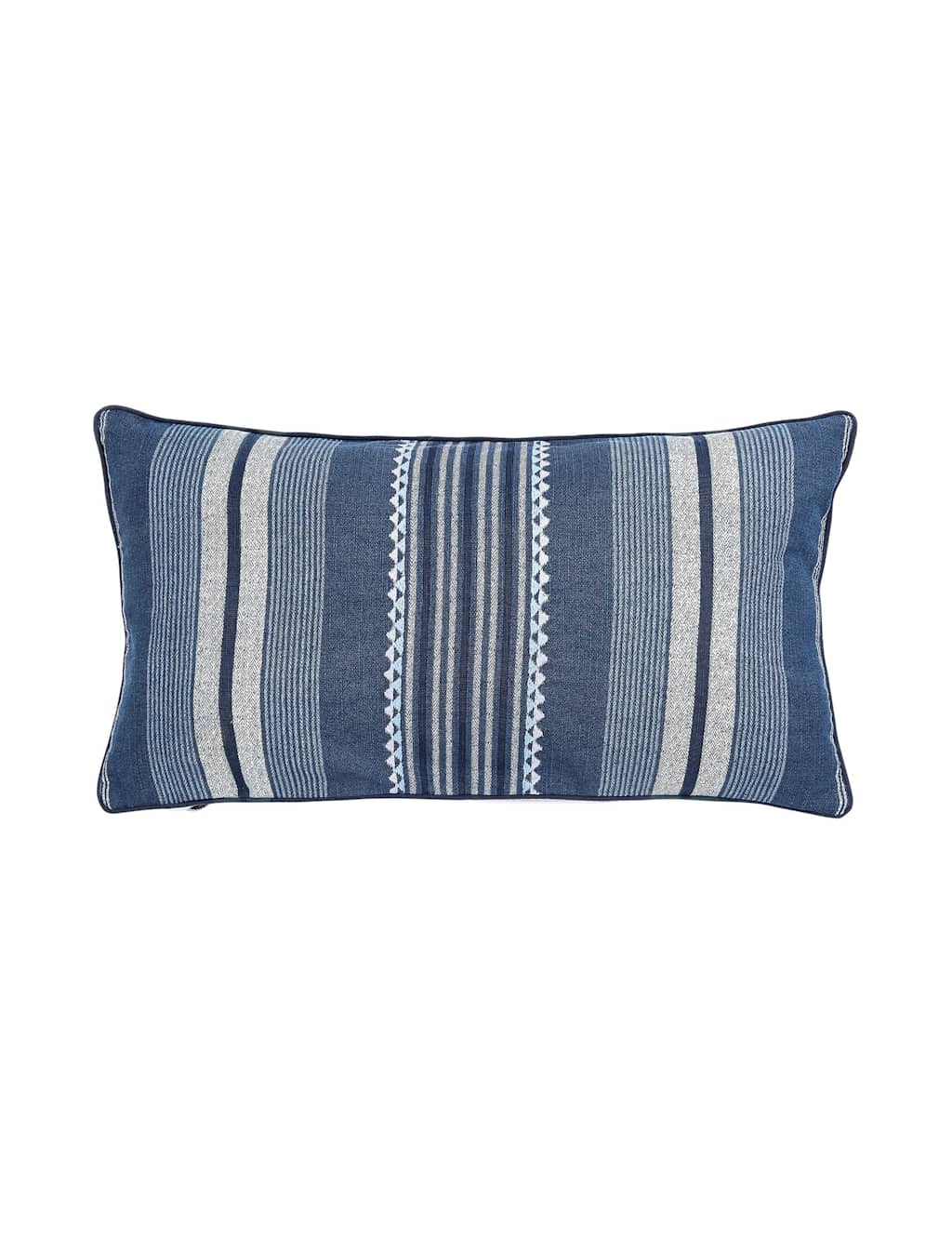 Bedeck Of Belfast Kayah/Liyana Pure Cotton Striped Cushion - Indigo Mix - Available at M&S