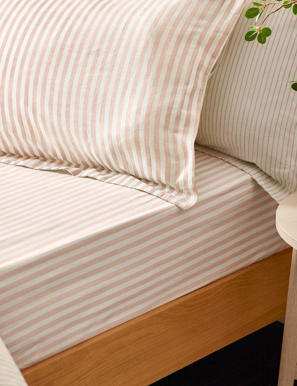 Yard Pure Cotton Striped Fitted Sheet - Super King Size (6 ft) - Pink - Available at M&S