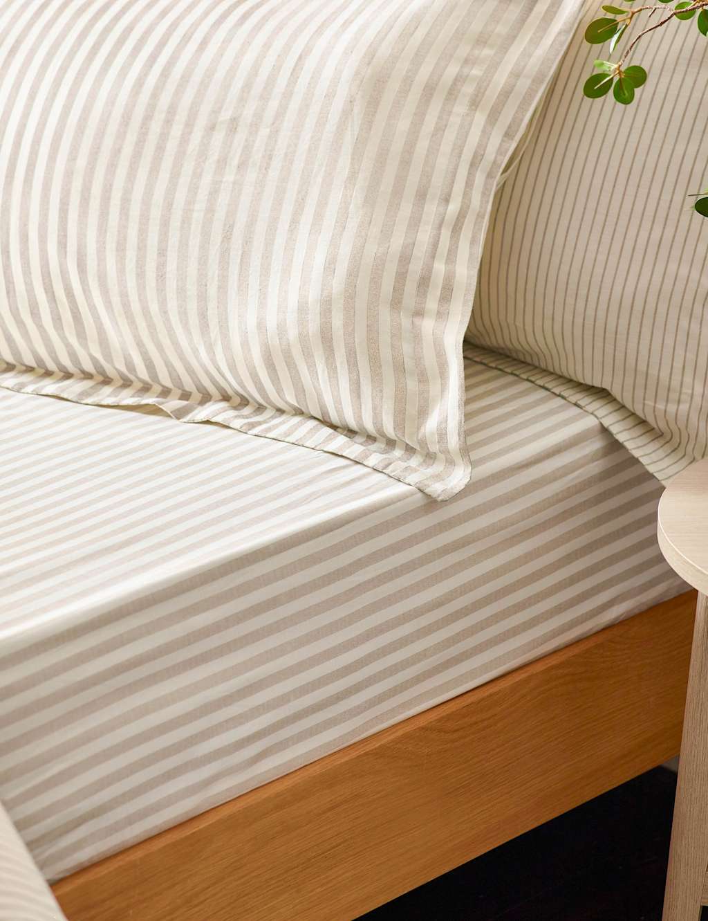 Yard Pure Cotton Striped Fitted Sheet - Single (3 ft) - Natural - Available at M&S