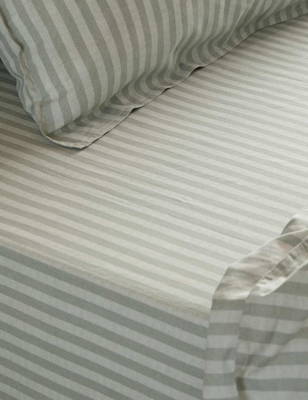 Yard Pure Cotton Marlow Striped Fitted Sheet - Super King Size (6 ft) - Sage - Available at M&S