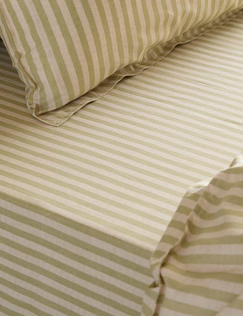 Yard Pure Cotton Marlow Striped Fitted Sheet - Single (3 ft) - Green Mix - Available at M&S
