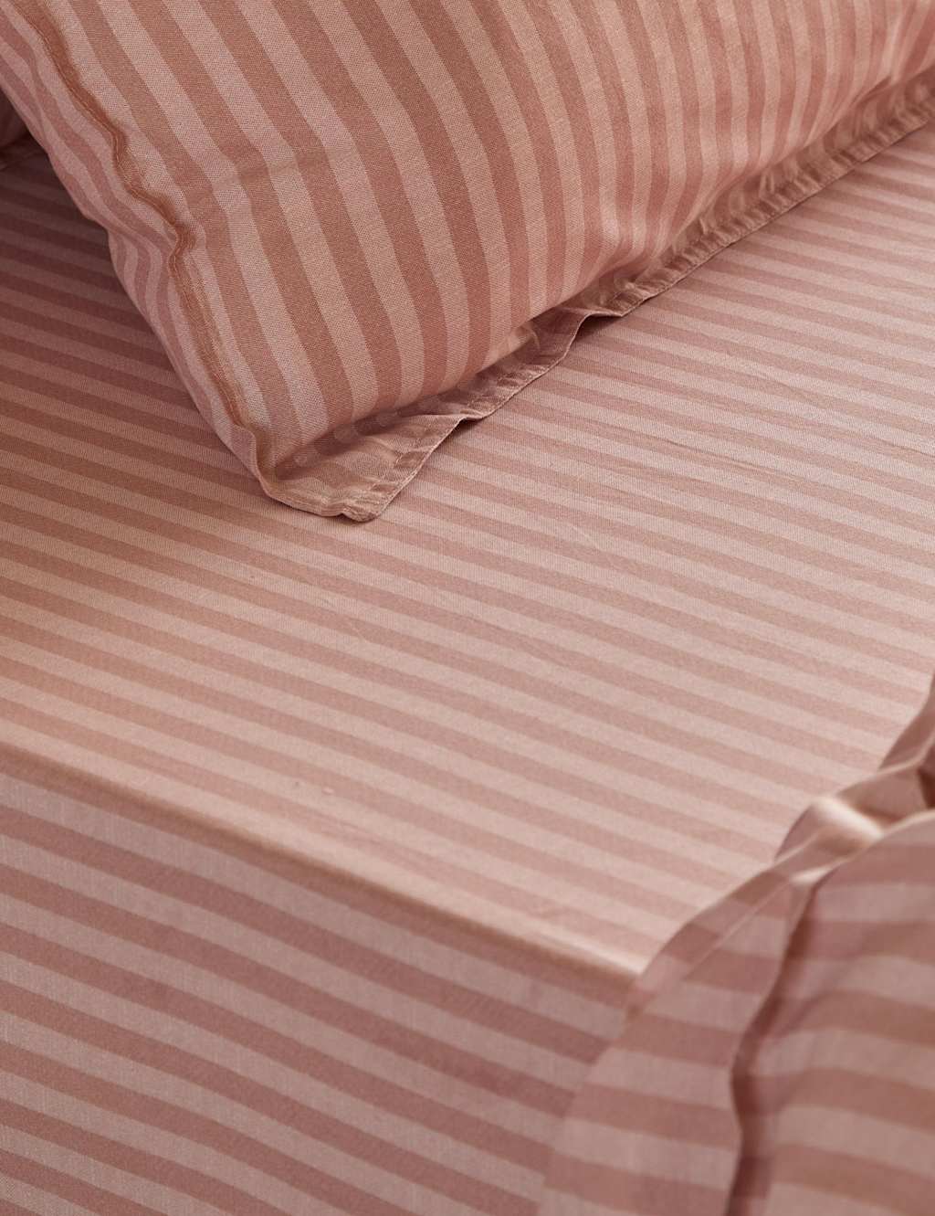Yard Pure Cotton Marlow Striped Fitted Sheet - King Size (5 ft) - Brown Mix - Available at M&S