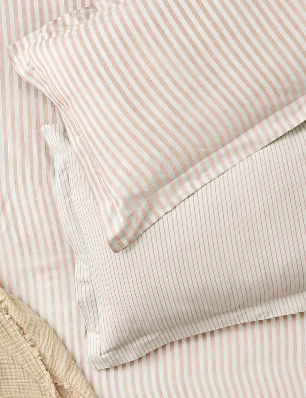Yard 2 Pack Pure Cotton Hebden Stripe Pillowcases - Light Pink Mix - Available at M&S