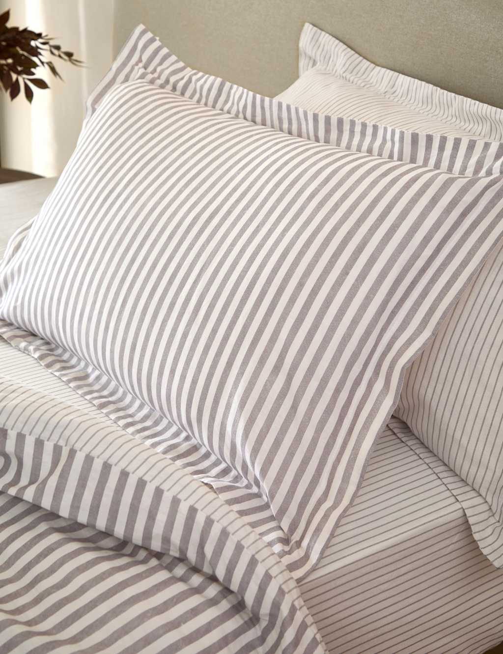 Yard 2 Pack Pure Cotton Hebden Stripe Pillowcases - Purple Mix - Available at M&S