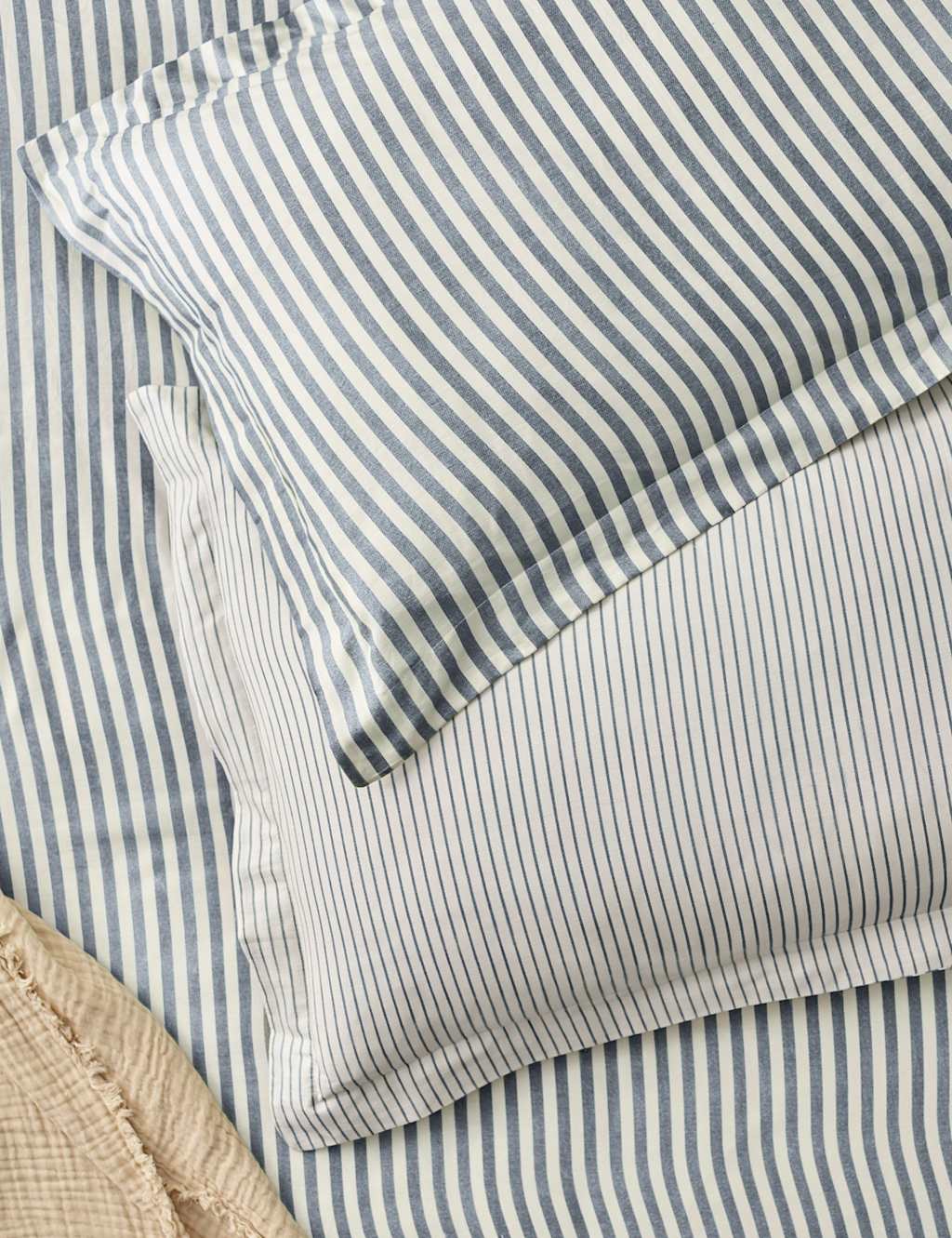 Yard 2 Pack Pure Cotton Hebden Stripe Pillowcases - Blue Mix - Available at M&S
