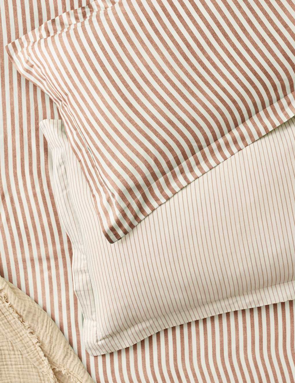 Yard 2 Pack Pure Cotton Hebden Stripe Pillowcases - Cream Mix - Available at M&S