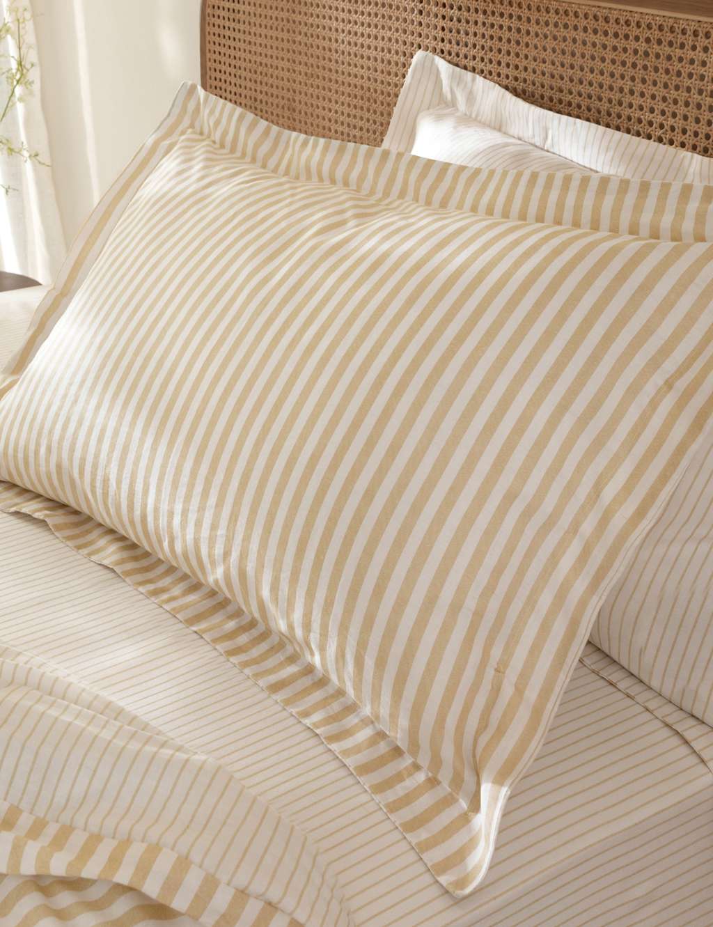 Yard 2 Pack Pure Cotton Hebden Stripe Pillowcases - Yellow Mix - Available at M&S