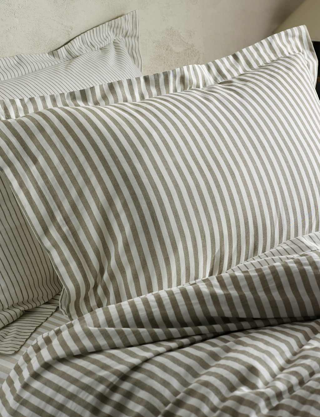 Yard 2 Pack Pure Cotton Hebden Stripe Pillowcases - Grey Mix - Available at M&S