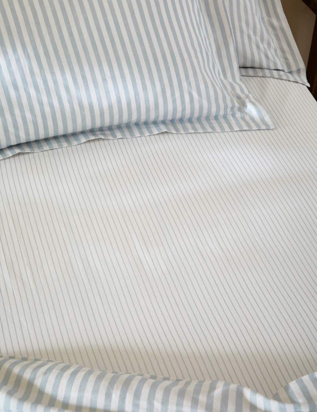 Yard Pure Cotton Hebden Striped Fitted Sheet - King Size (5 ft) - Light Blue - Available at M&S