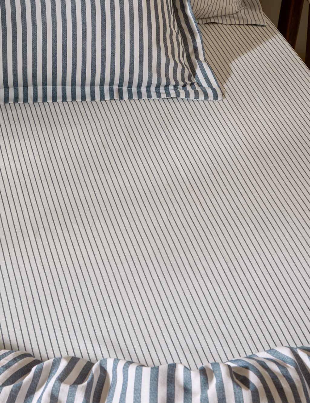 Yard Pure Cotton Hebden Striped Fitted Sheet - Single (3 ft) - Navy - Available at M&S