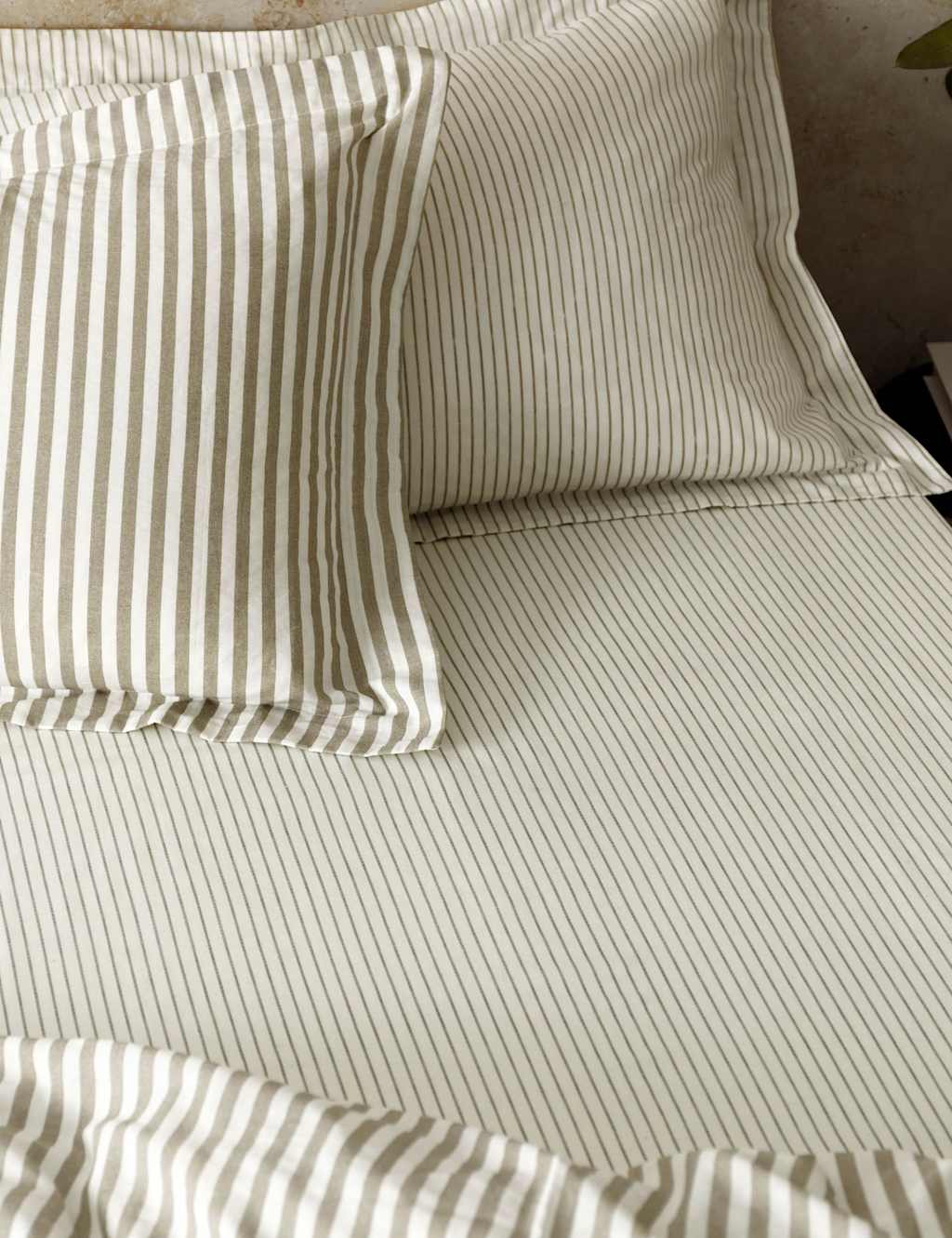 Yard Pure Cotton Hebden Striped Fitted Sheet - Super King Size (6 ft) - Medium Brown - Available at M&S