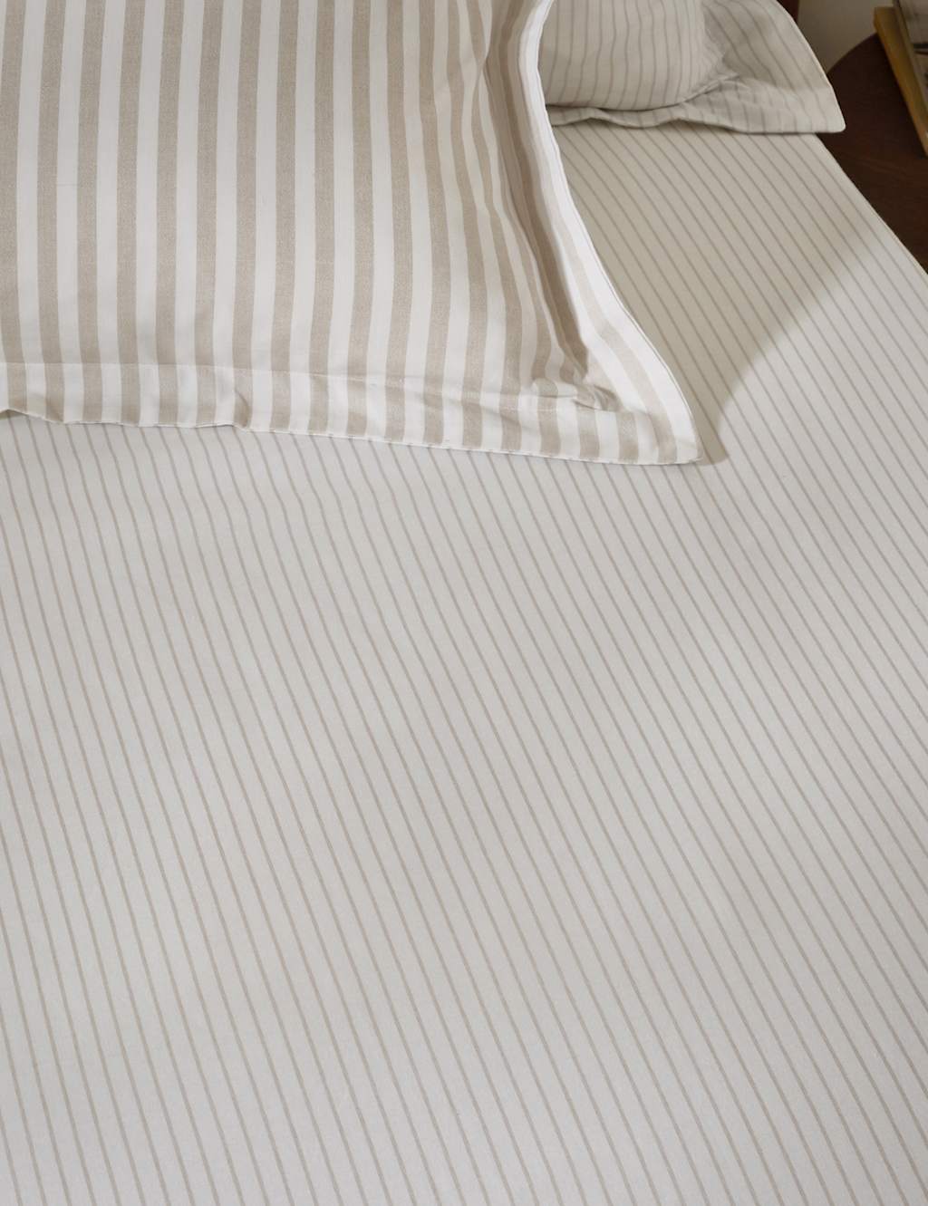 Yard Pure Cotton Hebden Striped Fitted Sheet - Single (3 ft) - Natural - Available at M&S