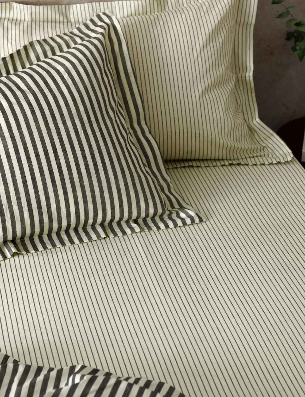 Yard Pure Cotton Hebden Striped Fitted Sheet - Super King Size (6 ft) - Black - Available at M&S