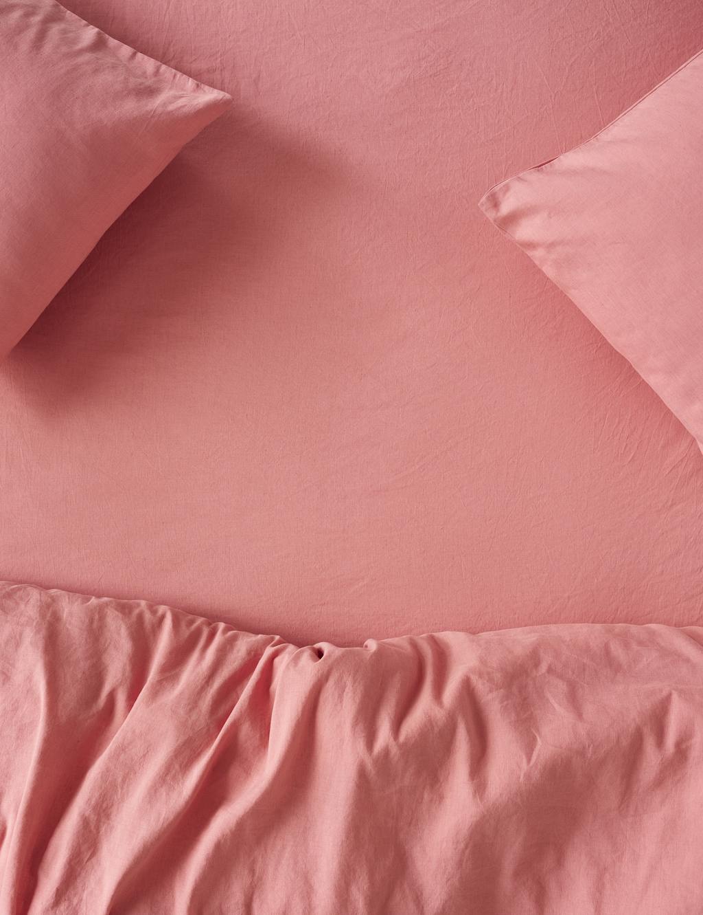 Piglet In Bed Linen Rich Plain Fitted Sheet - King Size (5 ft) - Pink - Available at M&S