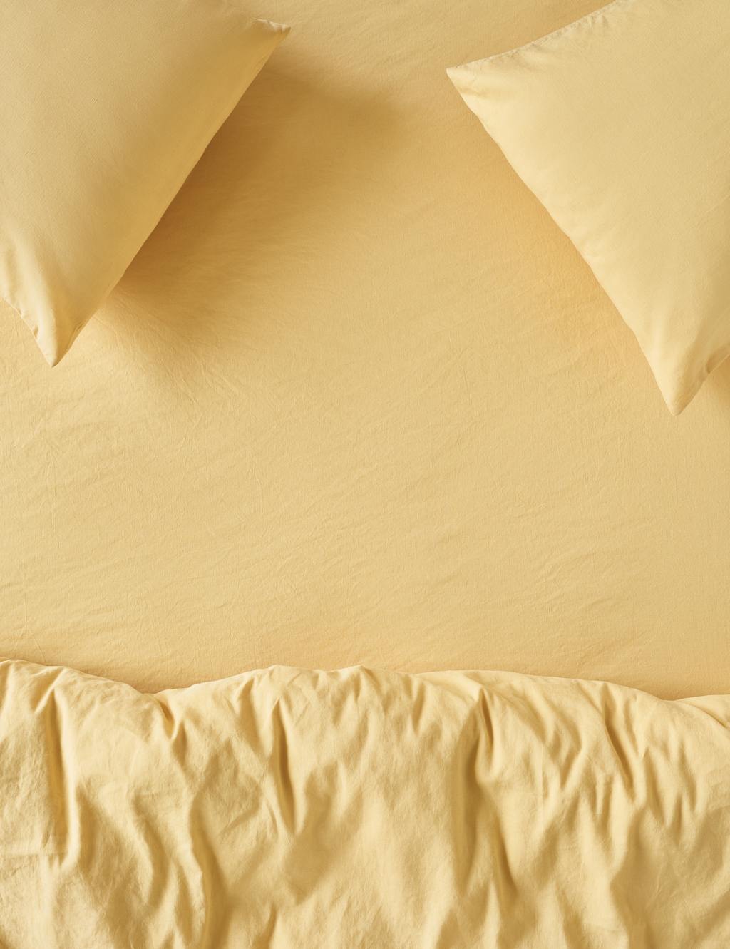 Piglet In Bed Linen Rich Plain Fitted Sheet - King Size (5 ft) - Yellow - Available at M&S