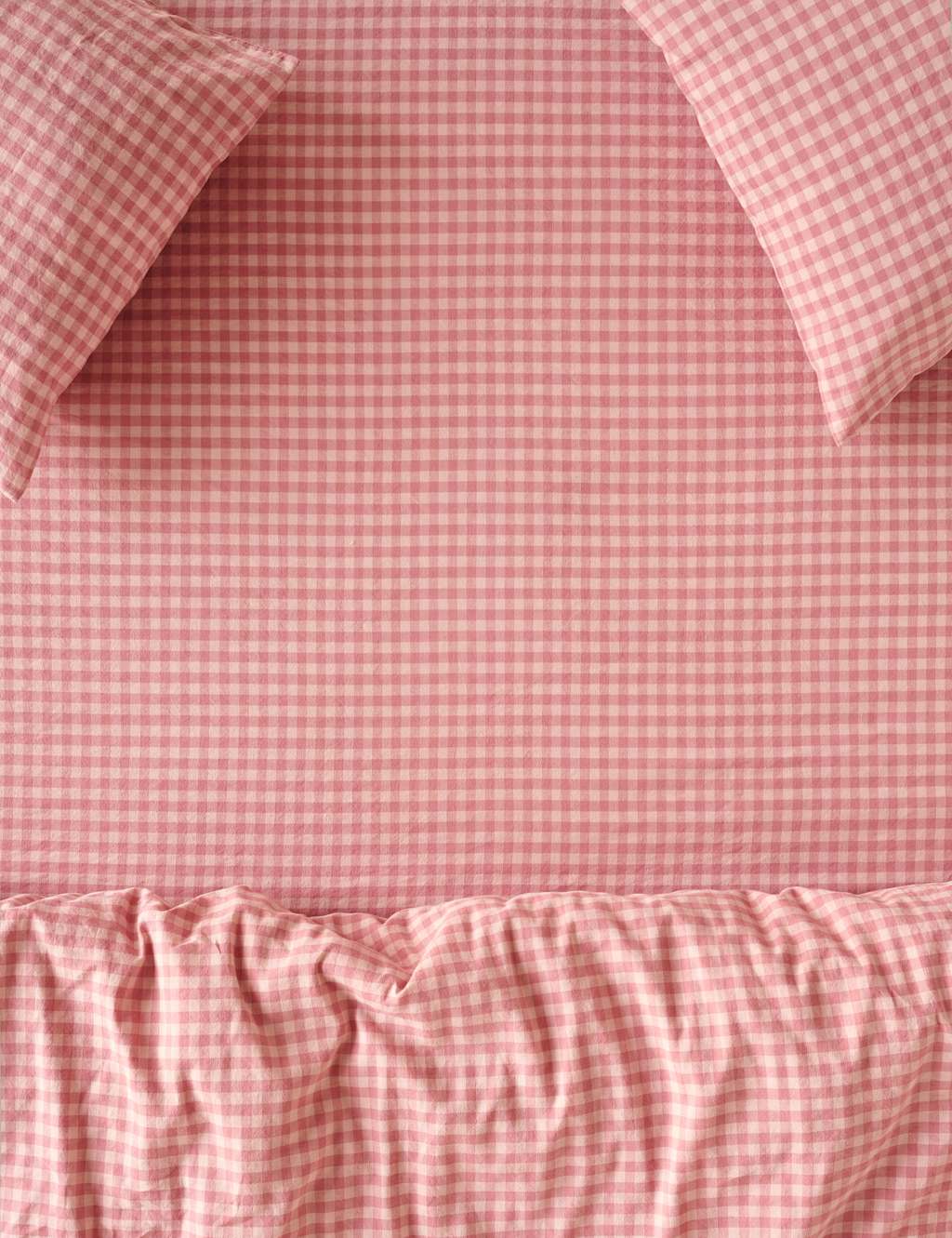 Piglet In Bed Linen Blend Gingham Fitted Sheet - King Size (5 ft) - Pink - Available at M&S