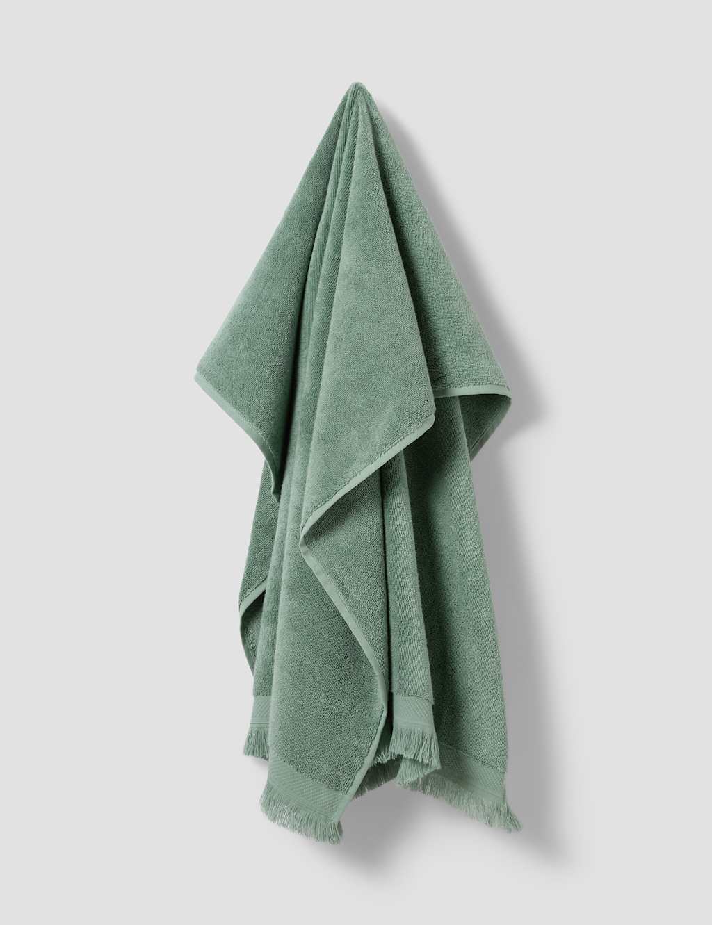 Piglet In Bed Pure Cotton Fringed Towel - Hand Towel - Sage - Available at M&S