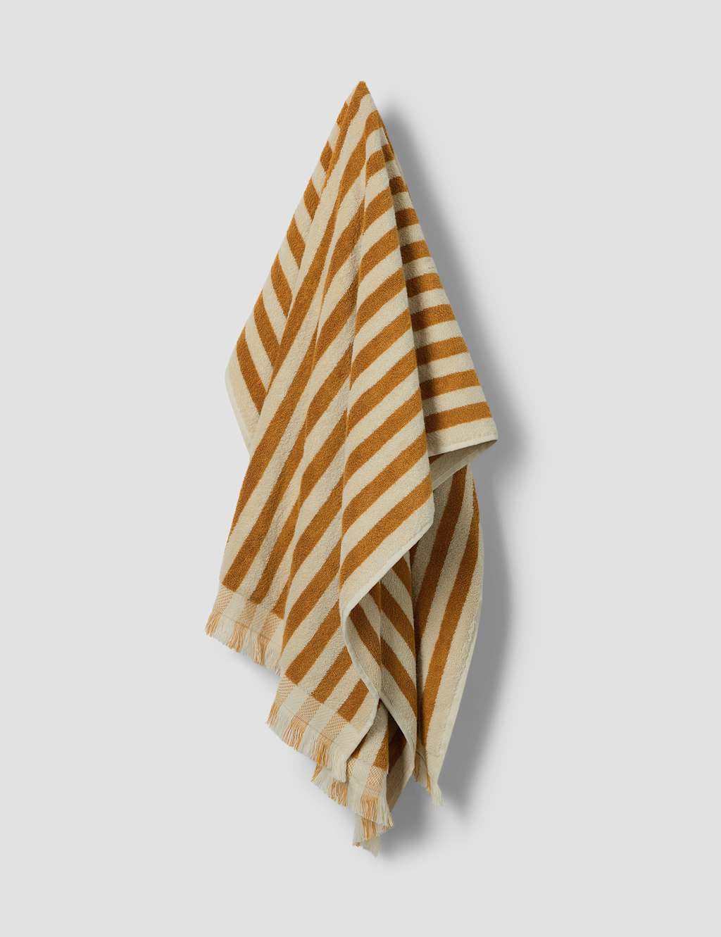Piglet In Bed Pure Cotton Striped Fringed Towel - Hand Towel - Yellow Mix - Available at M&S