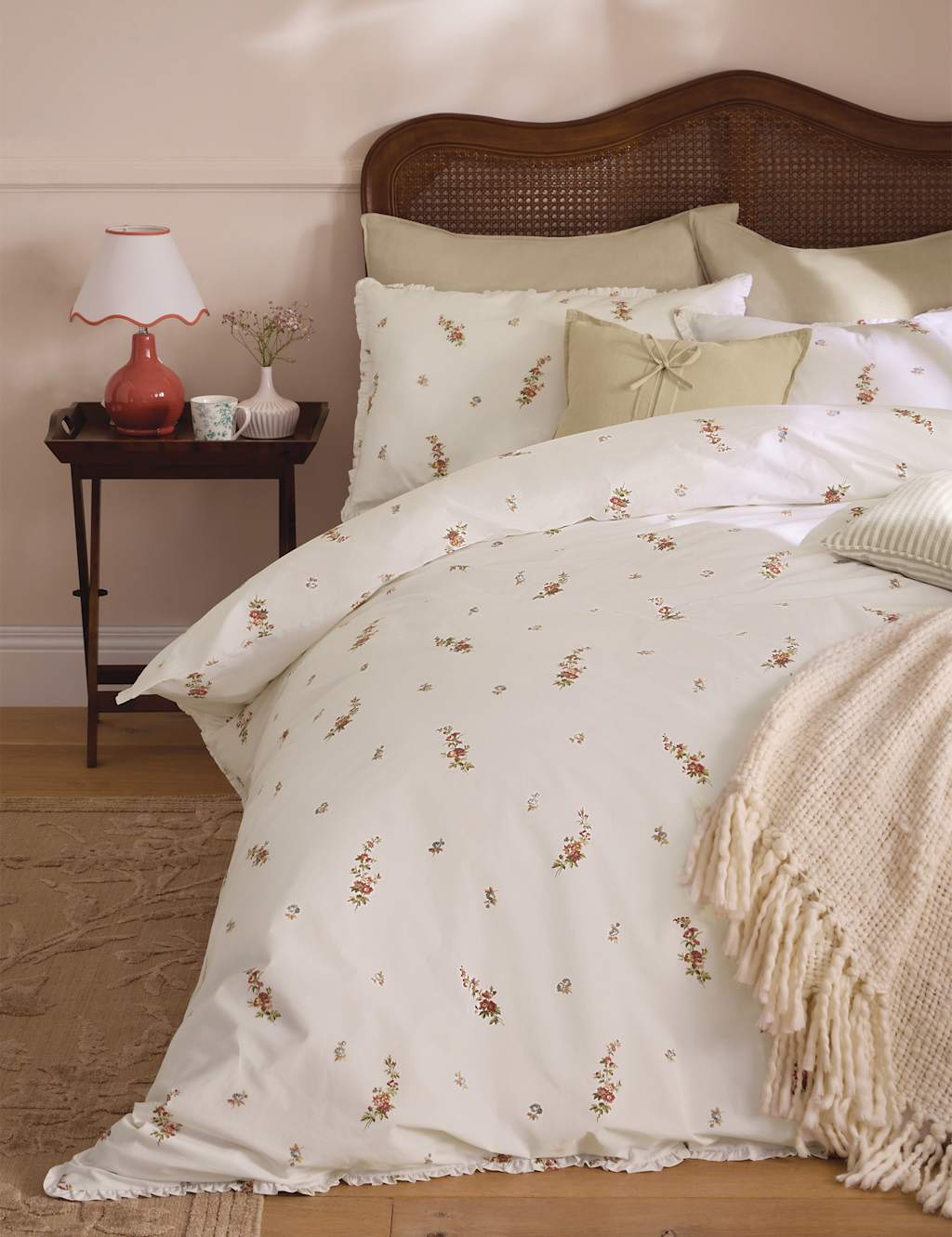 Laura Ashley 2 Pack Pure Cotton Elsie Bouquet Pillowcases - Ivory Mix - Available at M&S