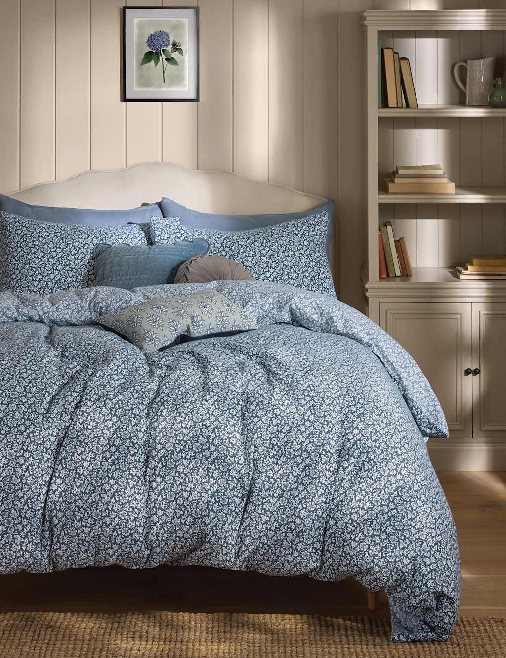 Laura Ashley Pure Cotton Sweet Alyssum Bedding Set - King Size (5 ft) - Blue Mix - Available at M&S